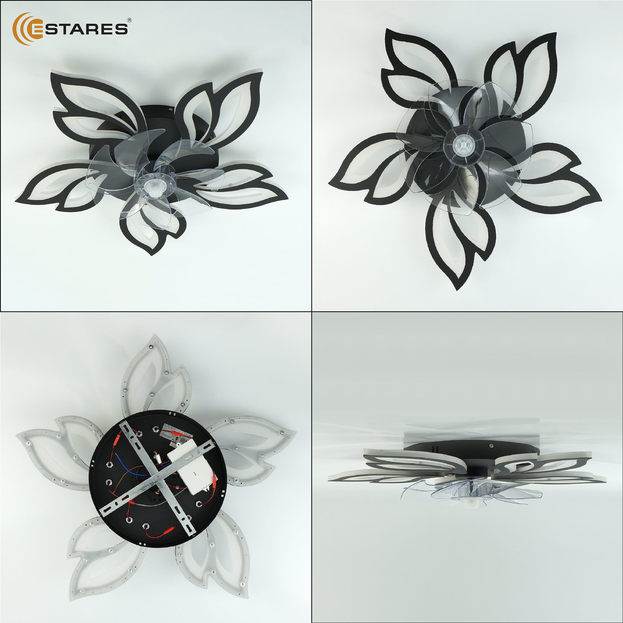 Управляемая светодиодная люстра с вент. FAN  ASTRA 100W+18W 5F-APP-680x120-BLACK WHITE-220-IP20