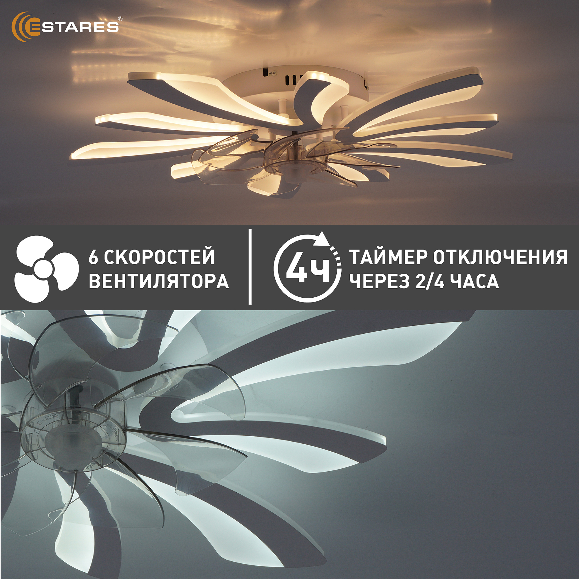 FAN ALESSIA 80W+15W R-RC-WHITEWHITE ОЗОН 7