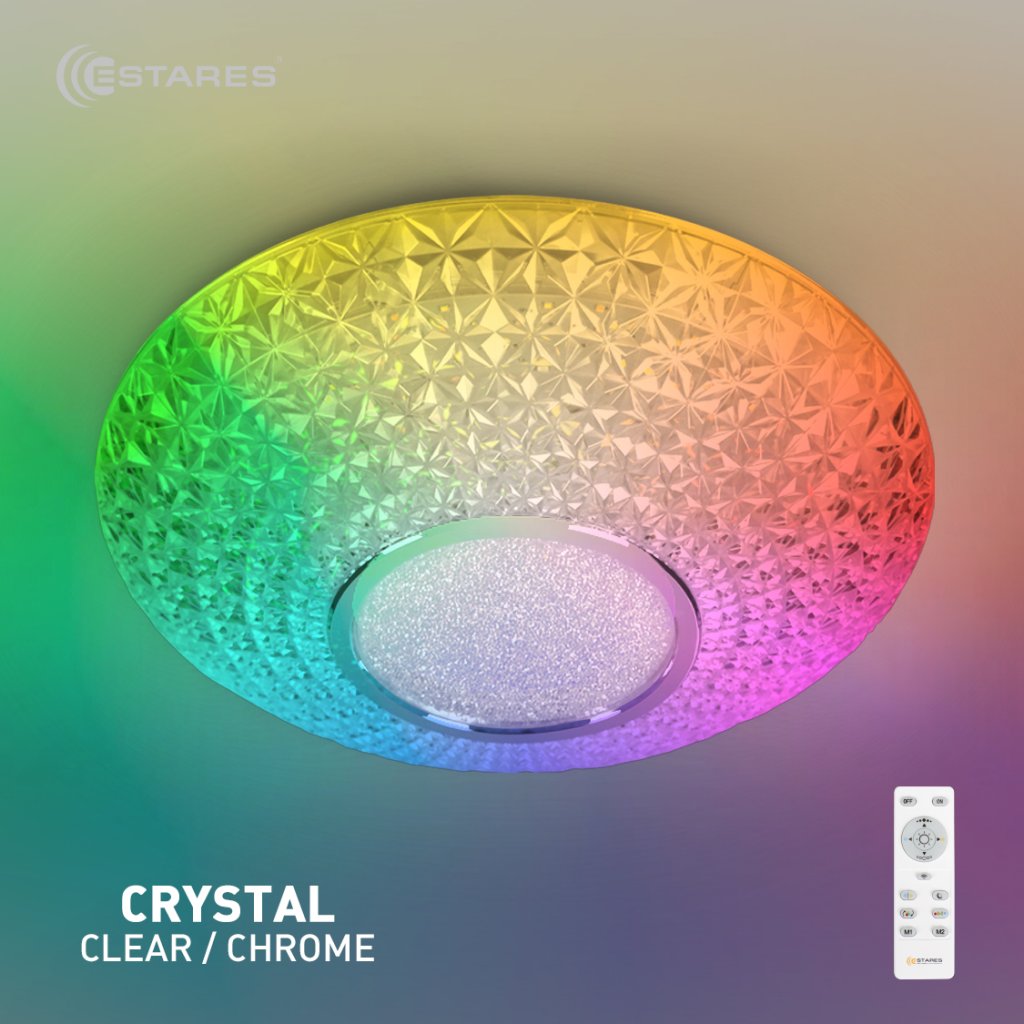 Управляемый светодиодный светильник MIRRA CRYSTAL RGB 40W R-405-CLEAR/CHROME-220-IP20