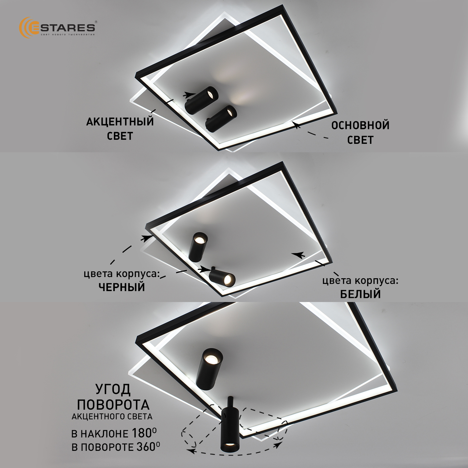 Управляемый светодиодный светильник GEOMETRIA downlight 75W 2S-APP-500х500х130-white white-220-IP20