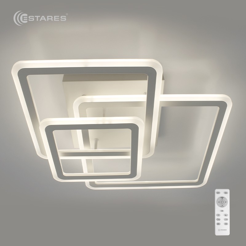 Управляемая светодиодная люстра SONNE 80W 3S-RC-520x520x110-WHITE/WHITE-220-IP20