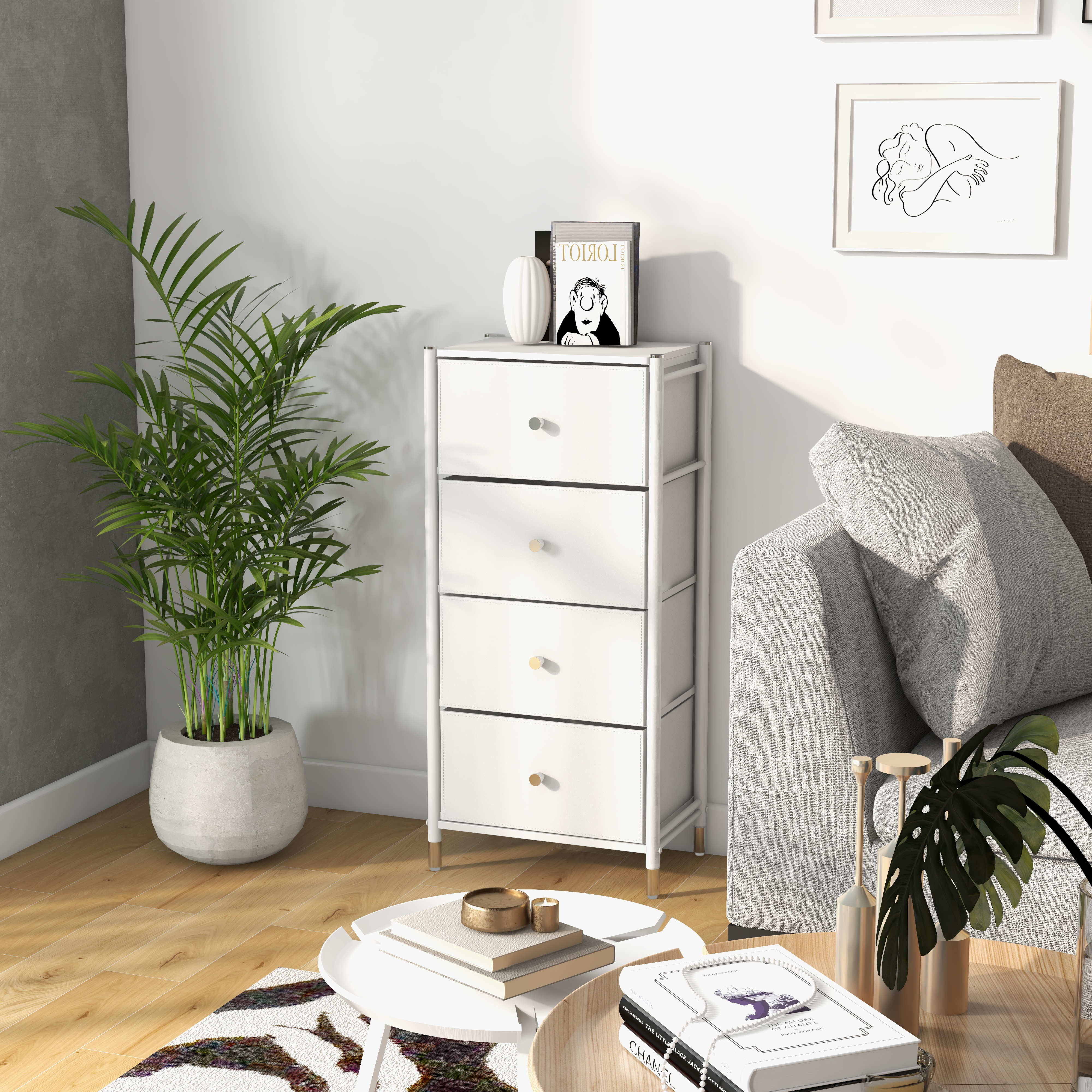 COMMOD classic 4F-4D-WHITE SILVER-46x30x99 комод-пенал