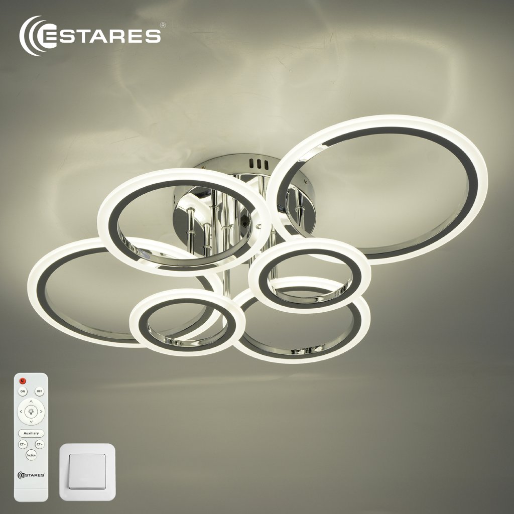 Управляемая светодиодная люстра EUROPA 80W 6R-IRC-675x480x175-CHROME/WHITE-220-IP20																	