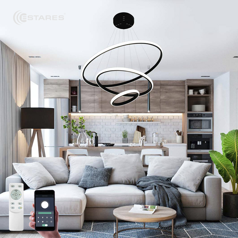 Управляемая светодиодная люстра LATTE 70W 3R-APP-600x1100-BLACK WHITE-220-IP20