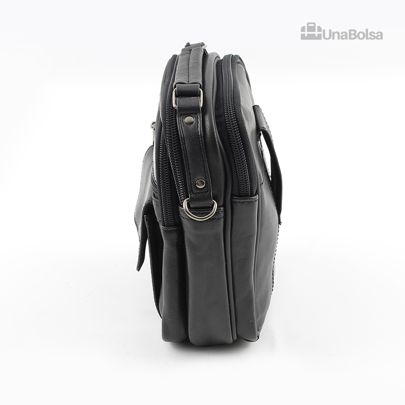 Сумка мужская из натуральной кожи UB-B103-150x185х85-black black-молния молния