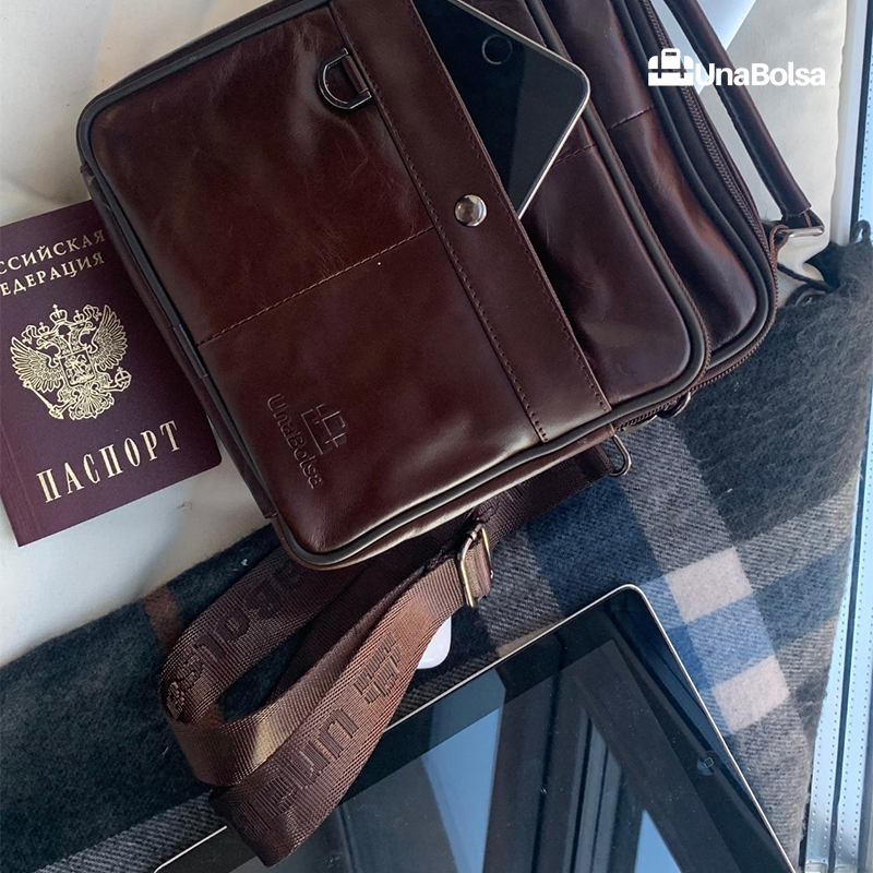 Сумка мужская из натуральной кожи UB-B208-195x215х90-brown brown-молния кнопка