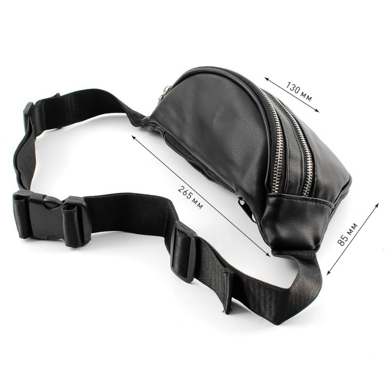 Сумка мужская из экокожи UB-504-265x130х85-black/black-молния/молния
