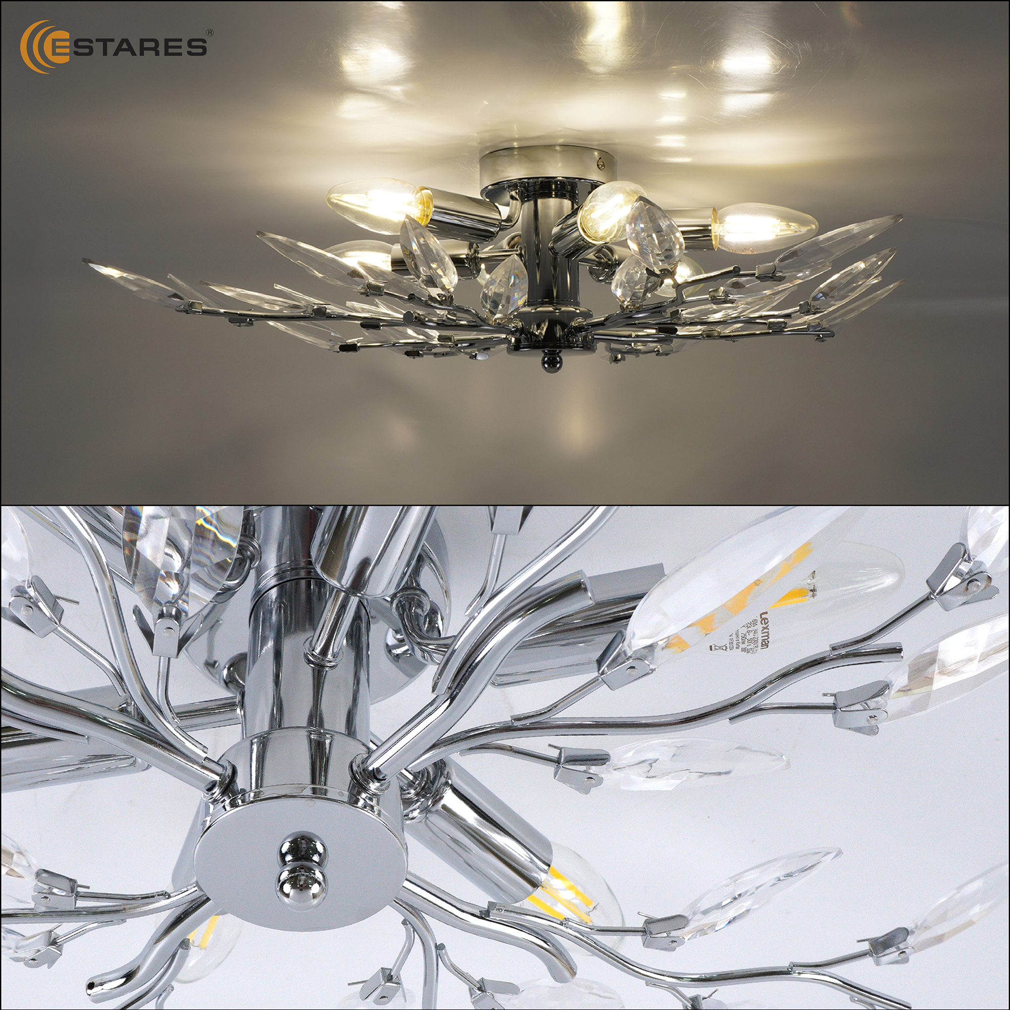 VIOLA 6xE14-600х150-CHROMECRYSTAL Озон 5