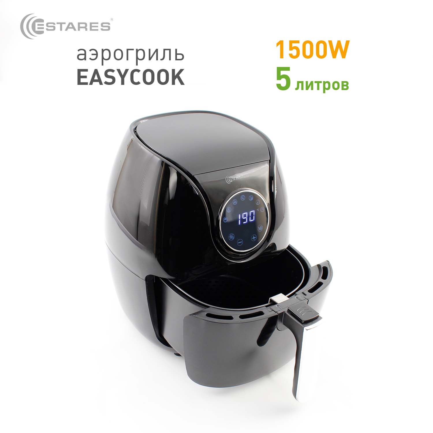 Аэрогриль EASYCOOK 1500W-DC-220V-5L-280x366x343-black chrome