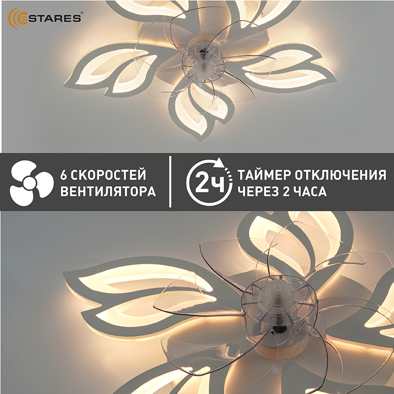Управляемая светодиодная люстра с вент. FAN  ASTRA 100W+18W 5F-APP-680x120-WHITE WHITE-220-IP20