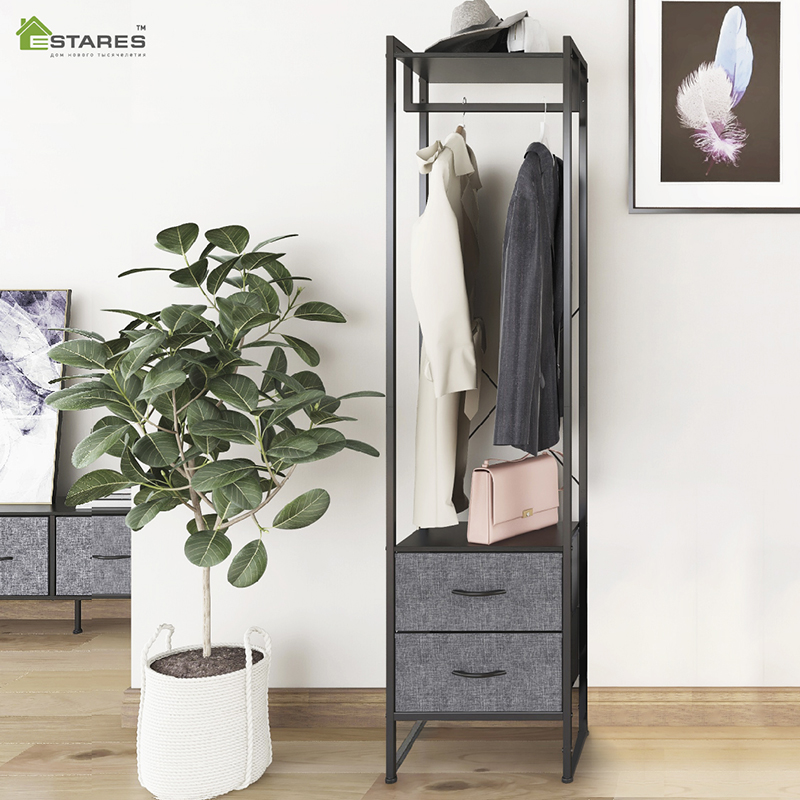 COMMOD 4F-2D-GRAY-44х30х178 комод-вешалка