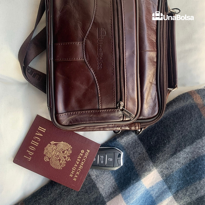 Сумка мужская из натуральной кожи UB-B222-240x190х90-brown brown-молния молния