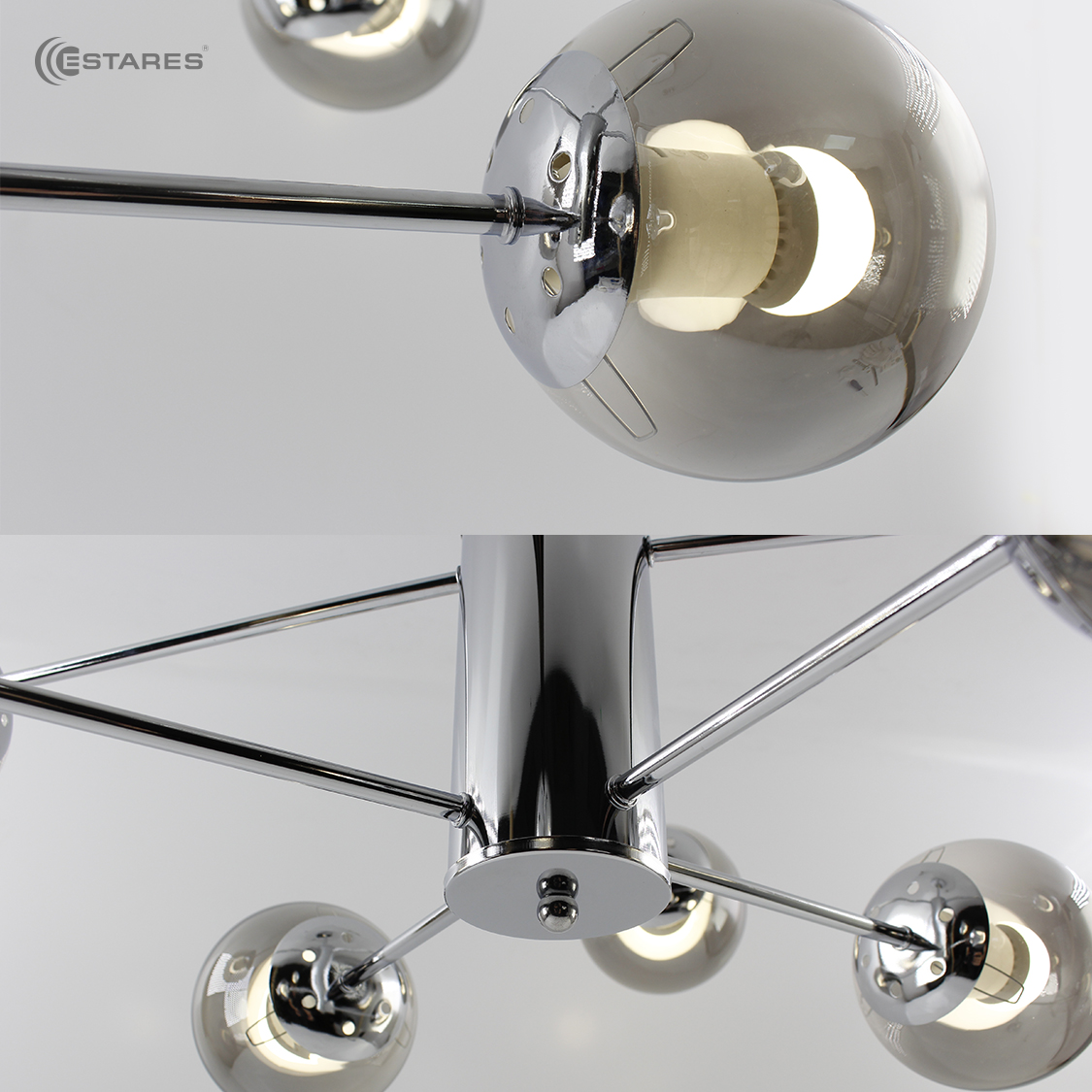 Люстра MONACO 8хЕ27 R-860xh420-chrome lightgray