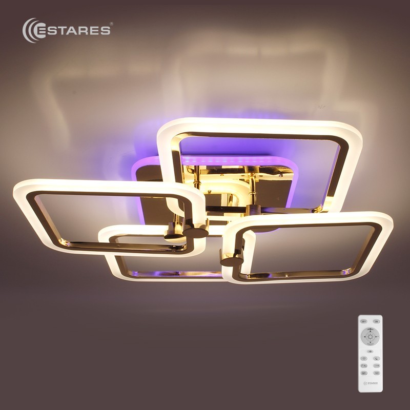 Управляемая светодиодная люстра LIKE RGB 100W 4Q-560/120-RC-GOLD/OPAL-220-IP20