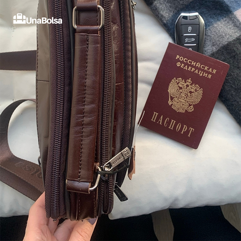 Сумка мужская из натуральной кожи UB-B222-240x190х90-brown brown-молния молния