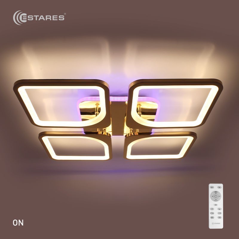 Управляемая светодиодная люстра LOOK RGB 100W 4Q-550/90-RC-GOLD/OPAL-220-IP20/WB