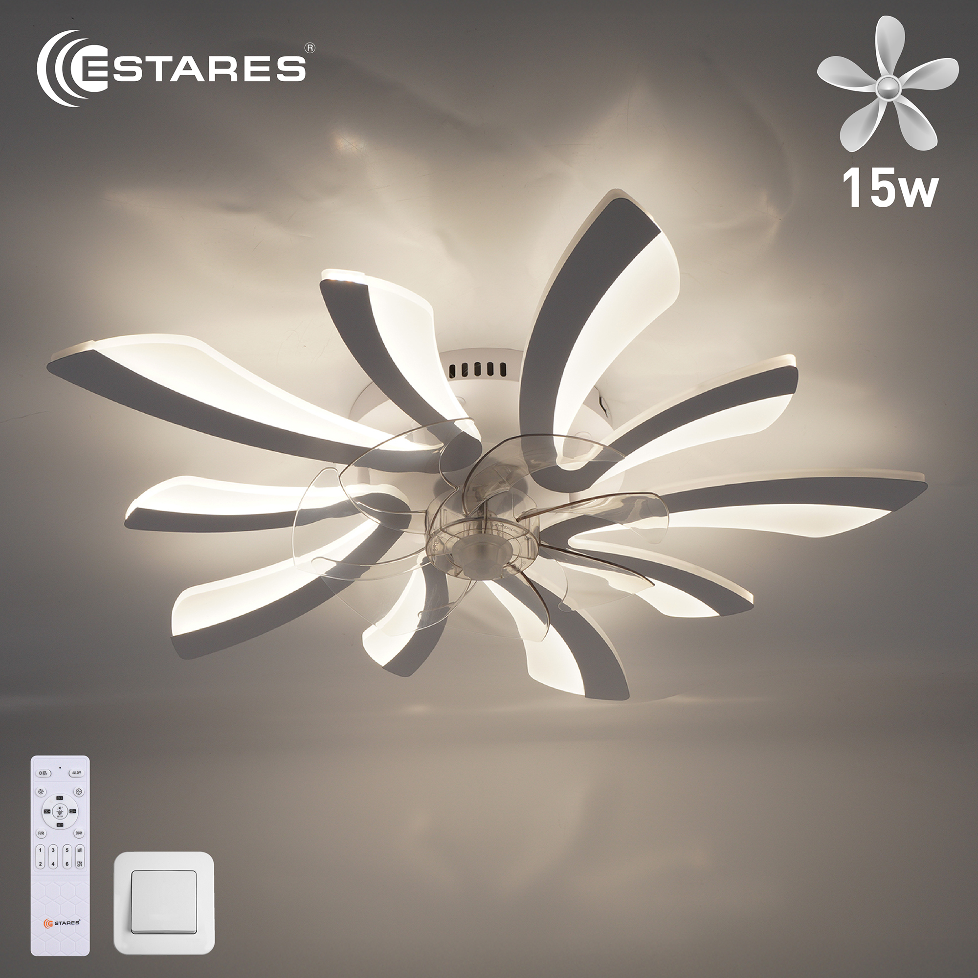 FAN ALESSIA 80W+15W R-RC-WHITEWHITE ОЗОН 10