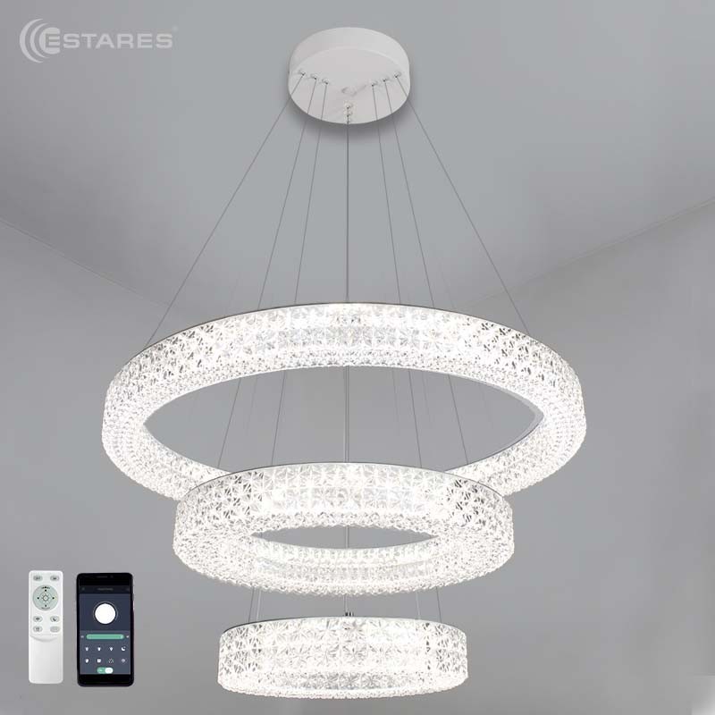 Управляемая светодиодная люстра AKRILIKA 120W 3R-APP-600-CHROME/CLEAR-220-IP20_Ч