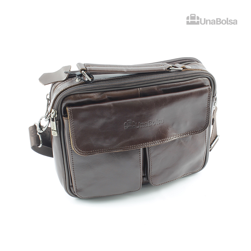Сумка мужская из натуральной кожи UB-B210-240x190х90-brown brown-молния магнит