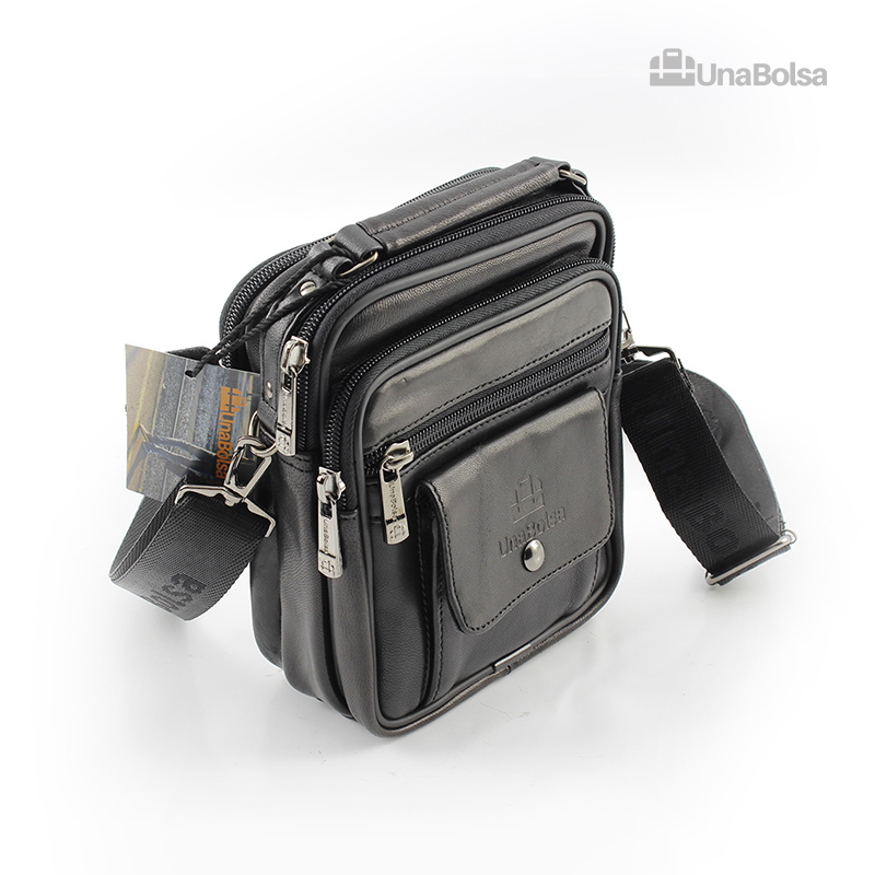 Сумка мужская из натуральной кожи UB-B103-150x185х85-black black-молния молния