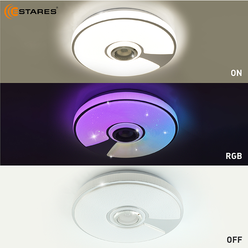 Управляемая светодиодная музыкальная люстра SONG RGB 60W R-APP-380x70-WHITE CHROME SHINY-220-IP20