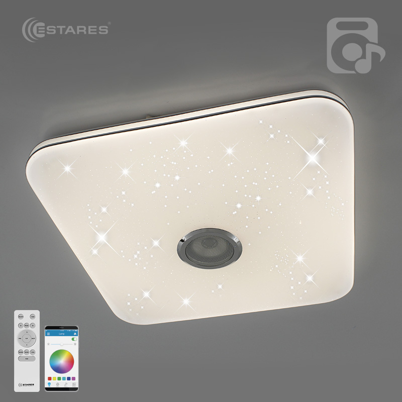 Управляемая светодиодная музыкальная люстра MUSIC RGB 80W S-APP-430-WHITE CHROME-220-IP20