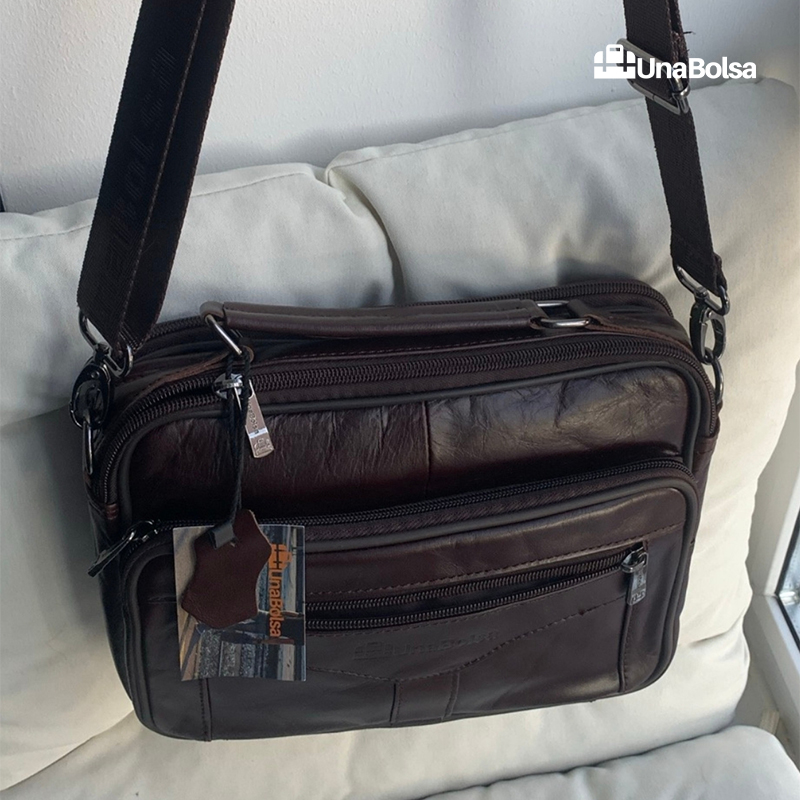 Сумка мужская из натуральной кожи UB-B222-240x190х90-brown brown-молния молния