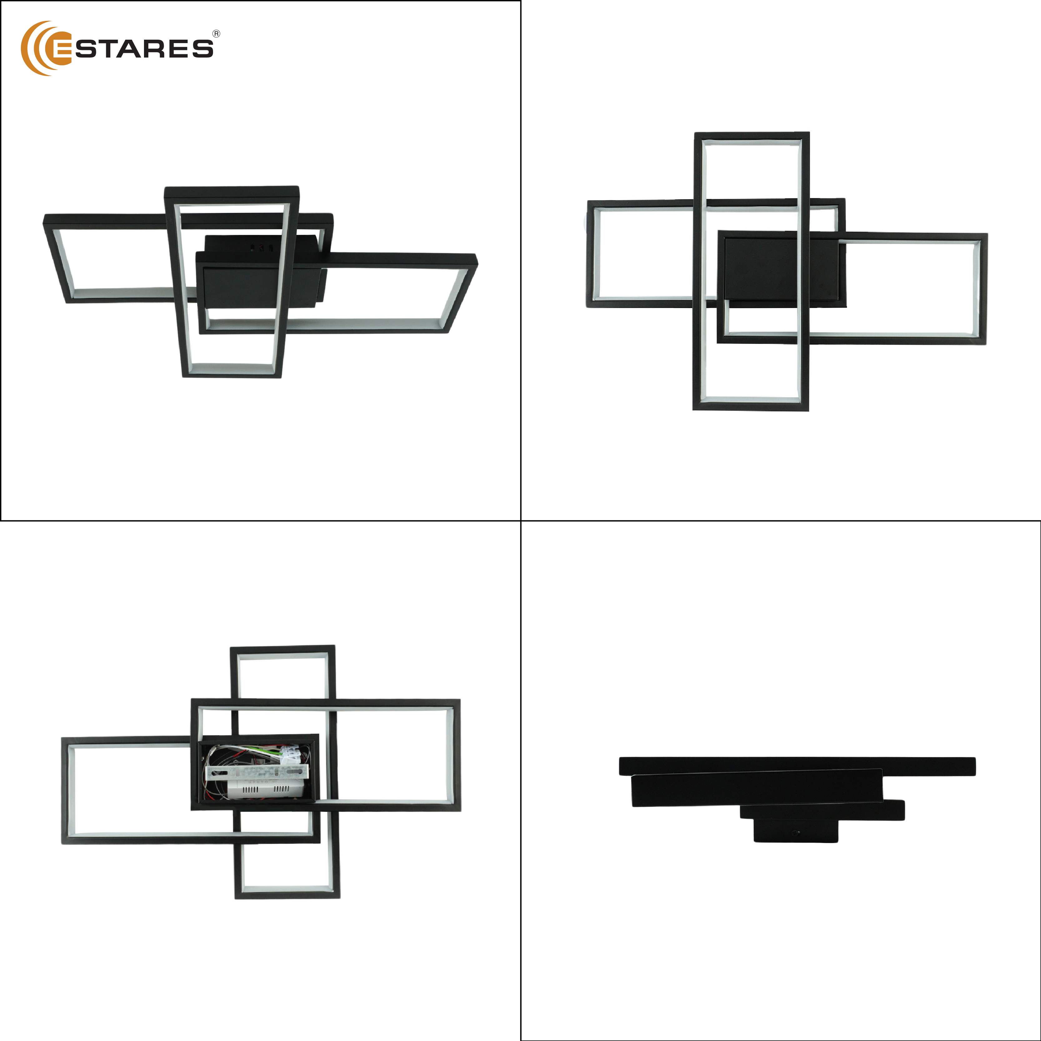 Управляемая светодиодная люстра SVEN 65W 3S-APP-550x360x80-BLACK WHITE-220-IP20