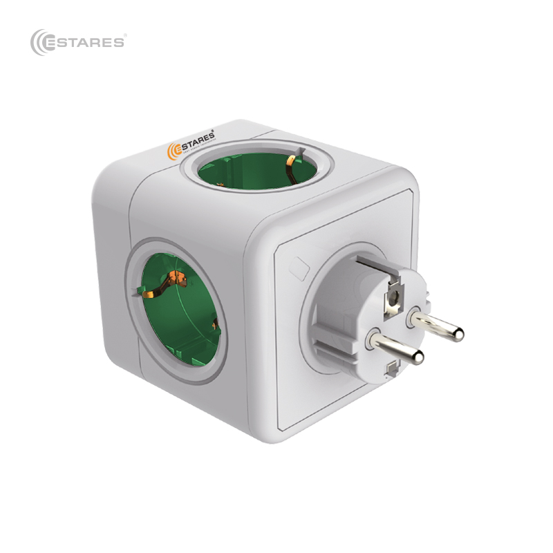 Разветвитель 5 Евро  COMFORT CUBE  5G-green white-Europlug