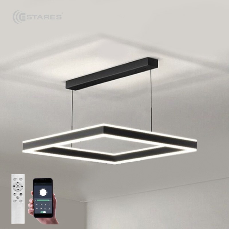 Управляемая светодиодная люстра STELLA 100WS-APP-500x500x1200-BLACK/WHITE-220-IP20