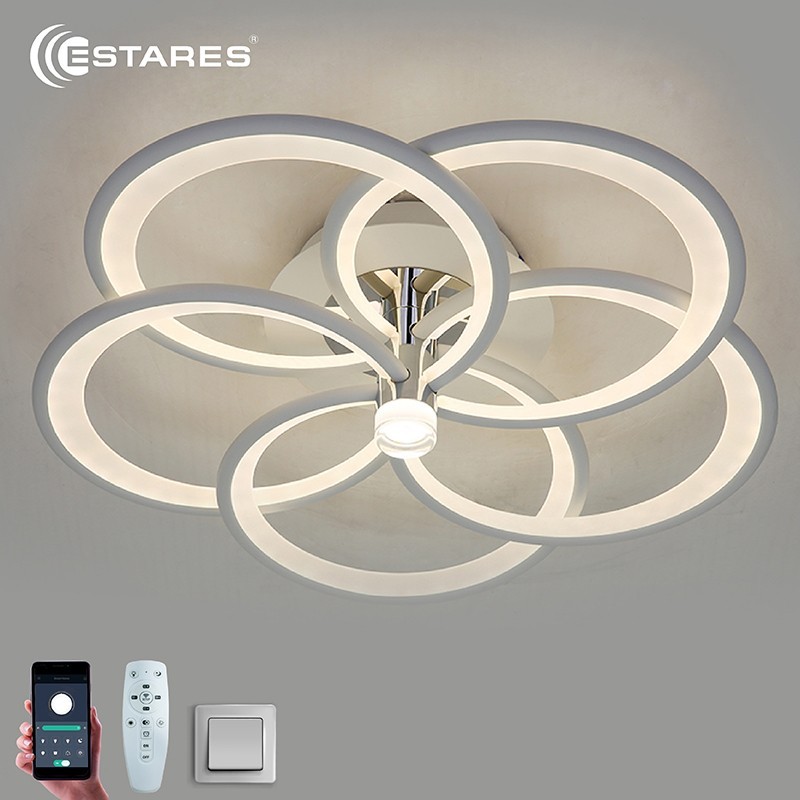 Управляемая светодиодная люстра  MADEMUASEL 110W 5С-APP-520x140-WHITE/CHROME/WHITE-220-IP20