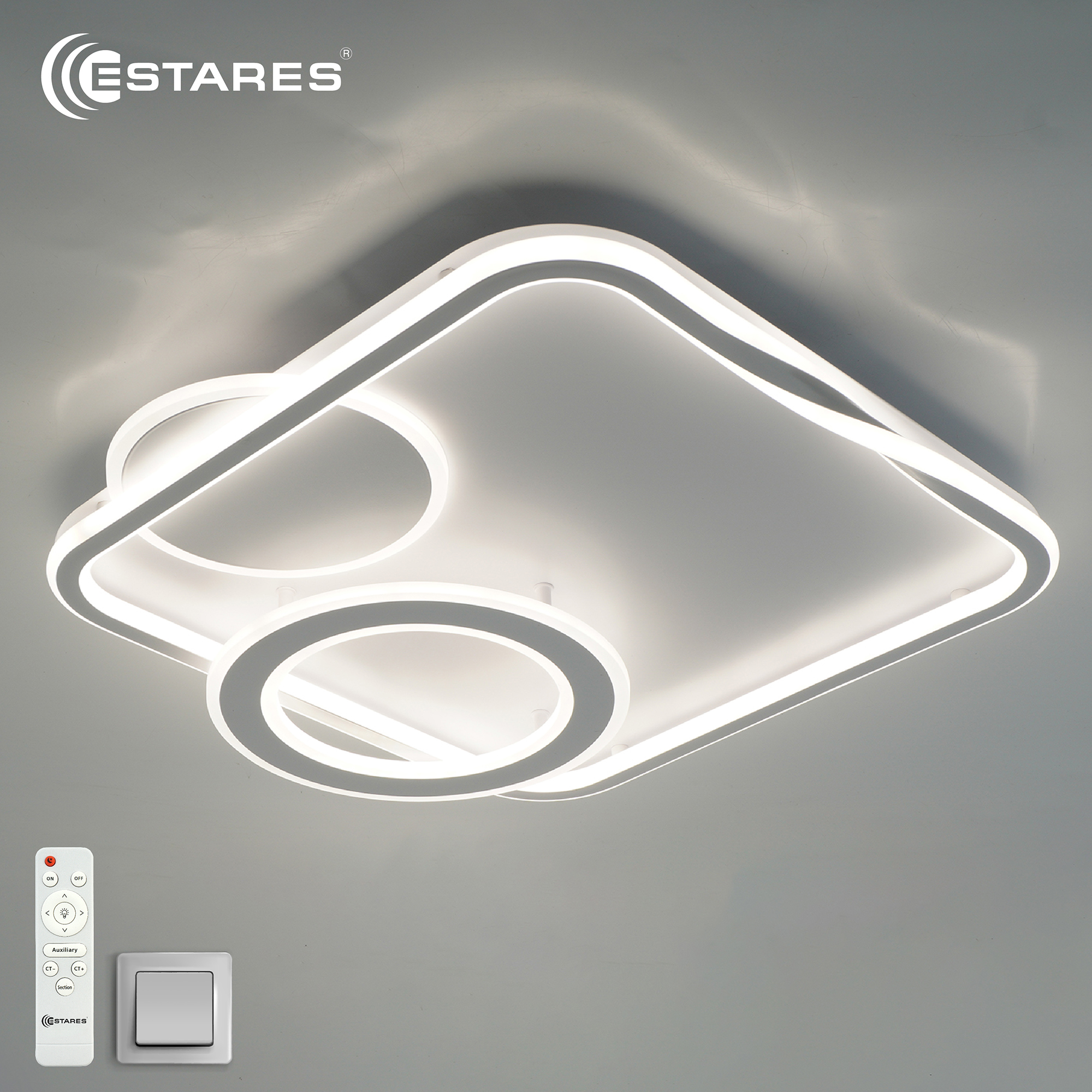 Управляемая светодиодная люстра GERMANICA 90W SR-RC-515x531x80-WHITE/WHITE-220-IP20