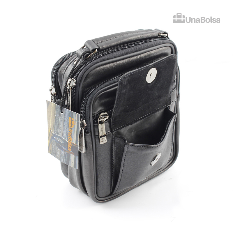 Сумка мужская из натуральной кожи UB-B103-150x185х85-black black-молния молния