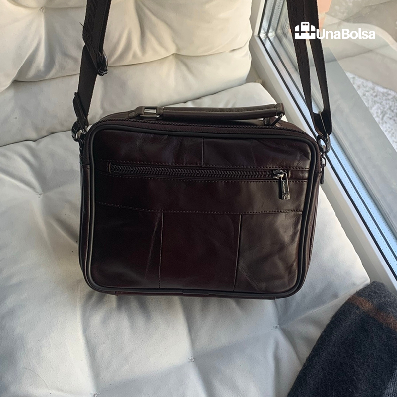 Сумка мужская из натуральной кожи UB-B222-240x190х90-brown brown-молния молния