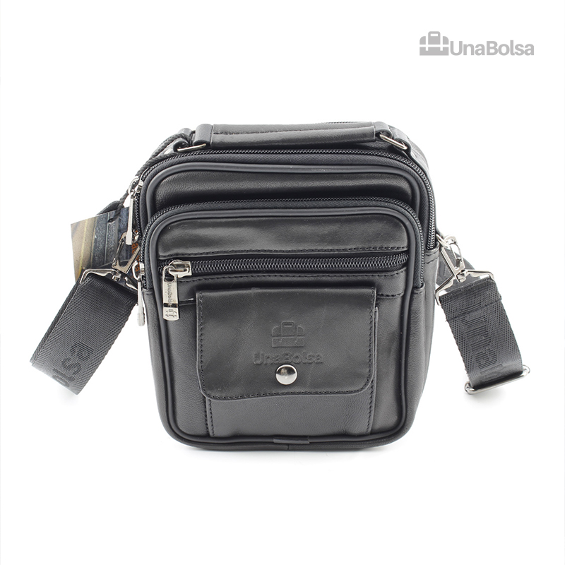 Сумка мужская из натуральной кожи UB-B103-150x185х85-black black-молния молния
