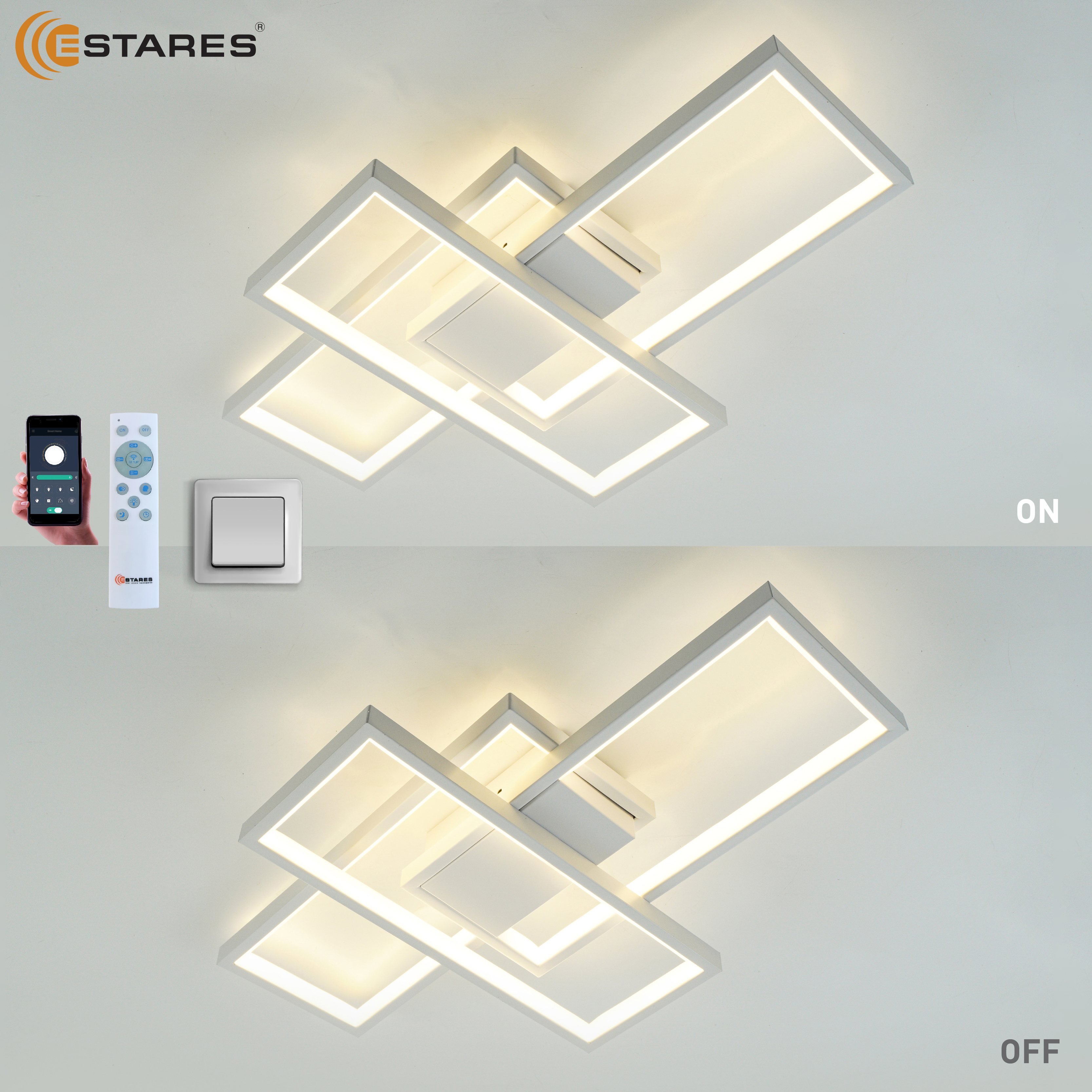 Управляемая светодиодная люстра SVEN 65W 3S-APP-550x360x80-WHITE WHITE-220-IP20