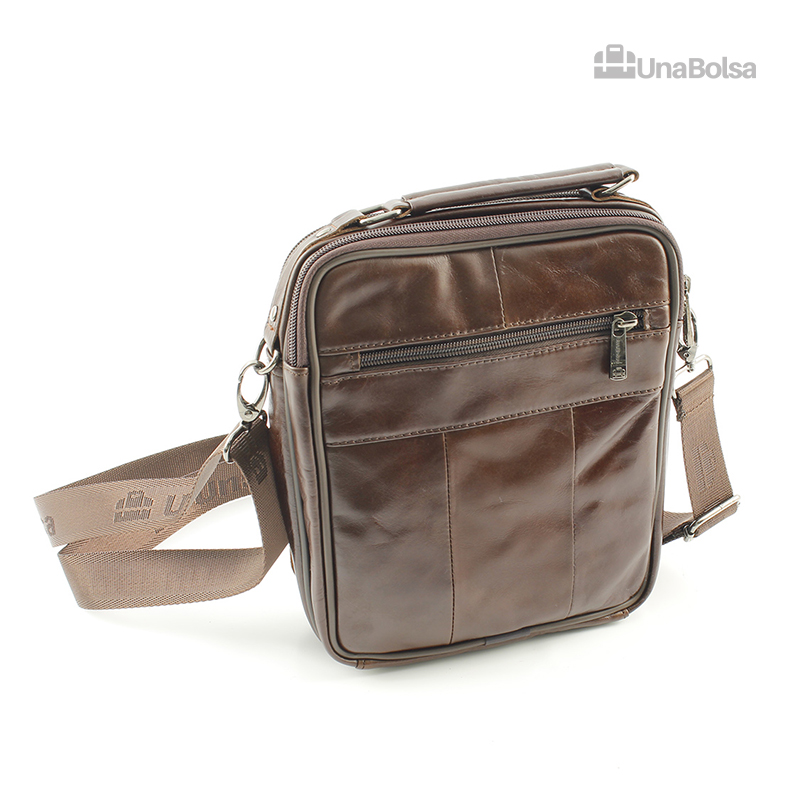 Сумка мужская из натуральной кожи UB-B219-195x235х90-brown brown-молния молния