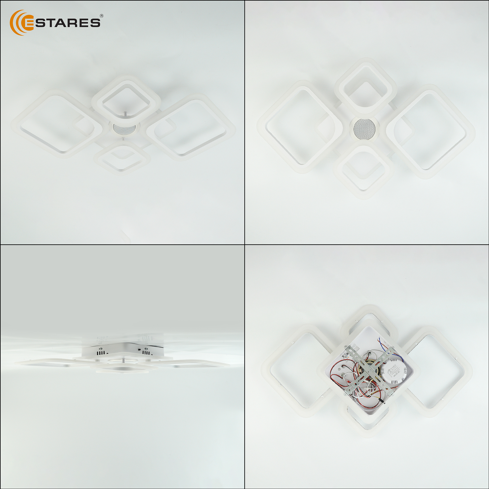 Управляемая светодиодная музыкальная люстра OVAL RGBmusic 85W 5S-APP-725x460x80-WHITE WHITE-220-IP20