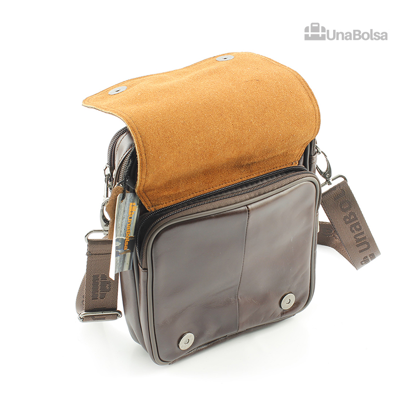 Сумка мужская из натуральной кожи UB-B219-195x235х90-brown brown-молния молния