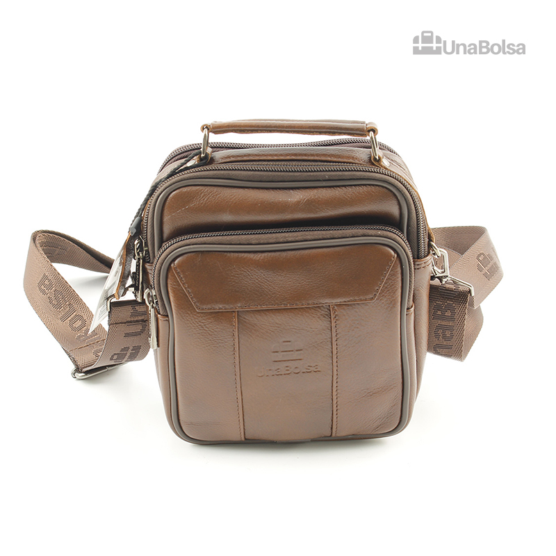 Сумка мужская из натуральной кожи UB-B101-150x185х85-brown brown-молния молния