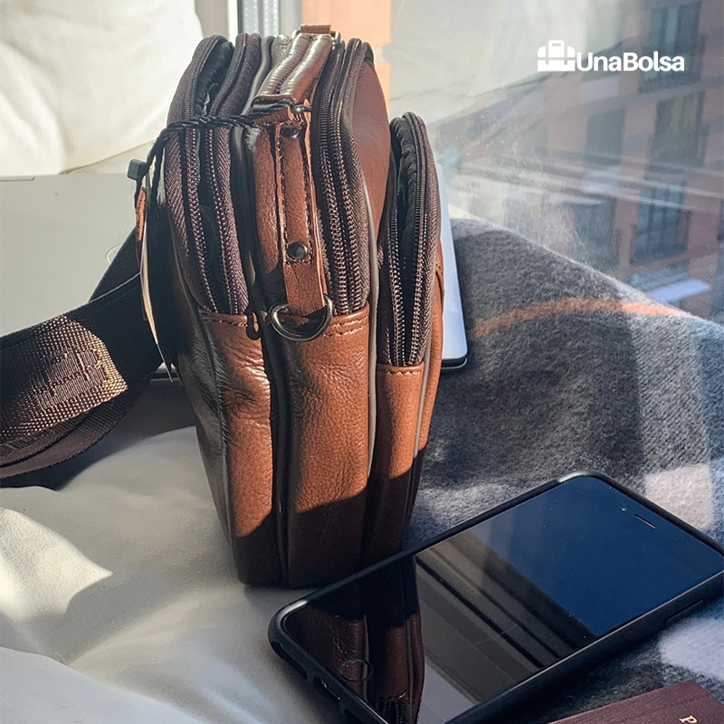 Сумка мужская из натуральной кожи UB-B101-150x185х85-brown brown-молния молния