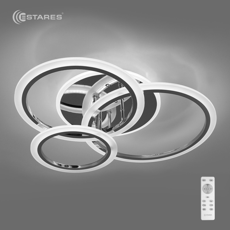 Управляемая светодиодная люстра SOLEN 90W 4R-RC-600x110-CHROME/WHITE-220-IP20