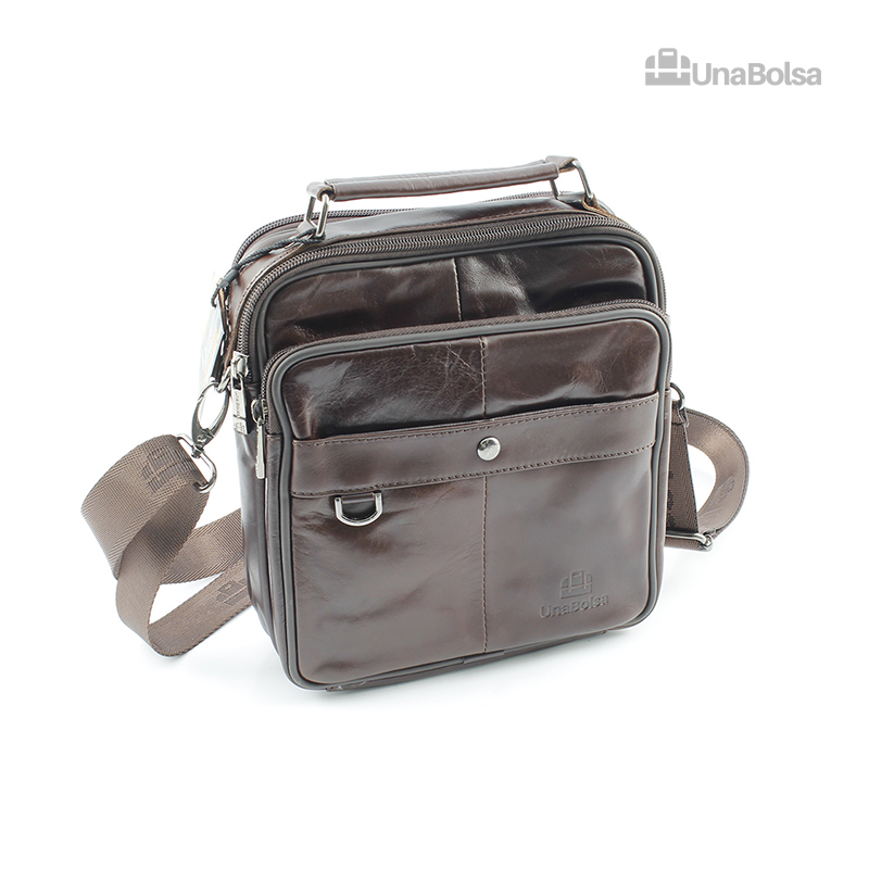 Сумка мужская из натуральной кожи UB-B208-195x215х90-brown brown-молния кнопка