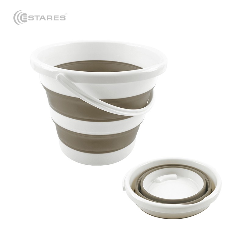Ведро силиконовое складное ES-BC-portable-10lNEW-32x35x24/5-white/beige