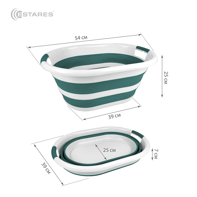 Таз складной силиконовый ES-BS-portable-24l-54x39x24 7-white seagreen