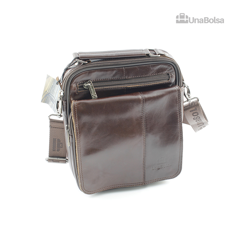 Сумка мужская из натуральной кожи UB-B219-195x235х90-brown brown-молния молния