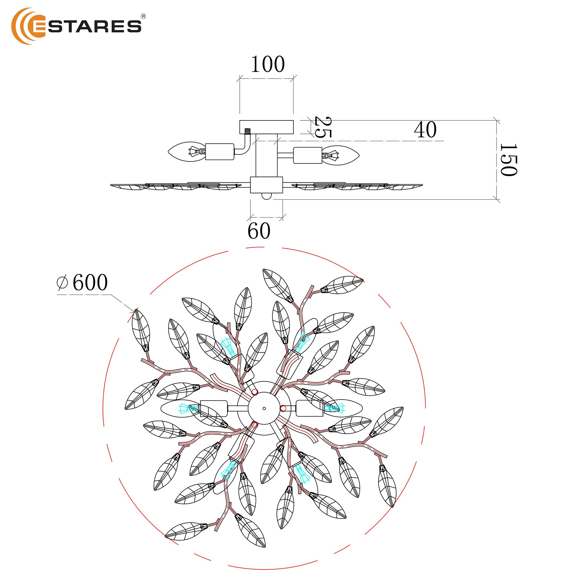 VIOLA 6xE14-600х150-CHROMECRYSTAL Озон 7