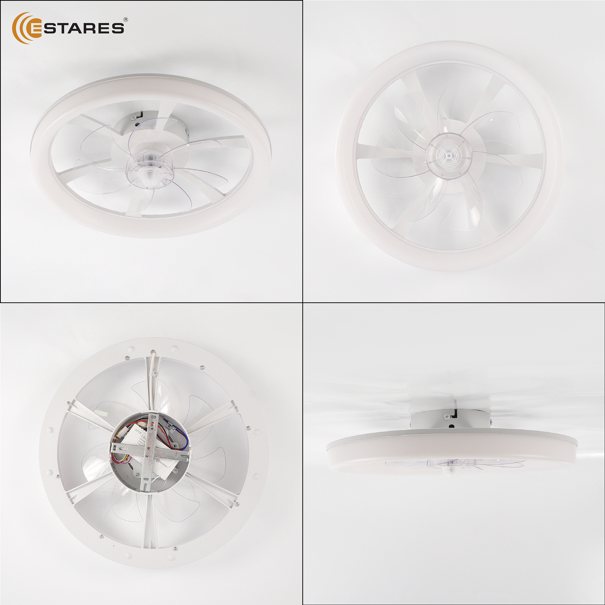 Управляемая светодиодная люстра с вент. FAN SIMPLE 45W+15W R-APP-460x120-WHITE WHITE-220-IP20