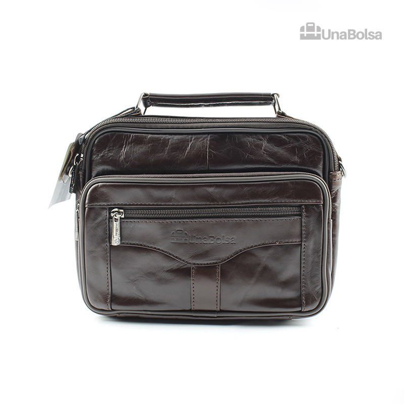 Сумка мужская из натуральной кожи UB-B222-240x190х90-brown brown-молния молния