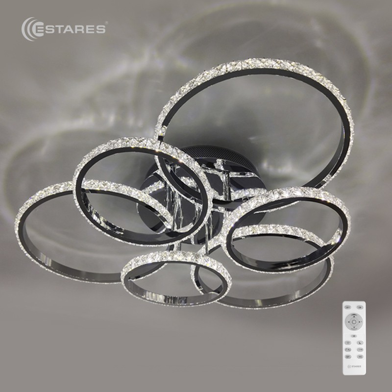 Управляемая светодиодная люстра PRINCESSA 144W 6R-626x578x135-CHROME/CRYSTALL-220-IP20